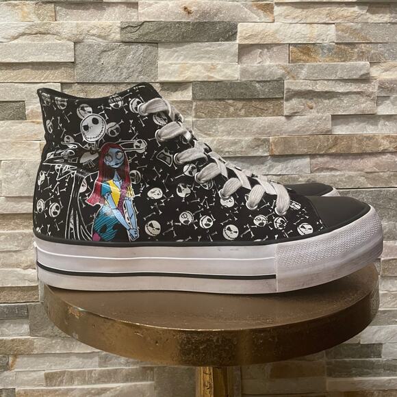 Nightmare Before Christmas Platform High Tops | Jack Sally Skulls Sz 10 Disney - Picture 1 of 11